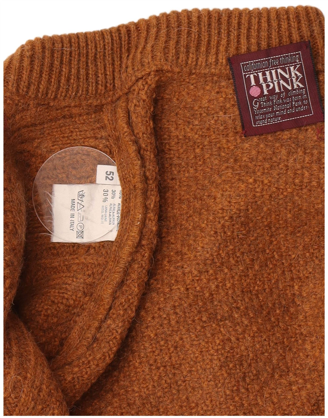 Maglione maglione girocollo da uomo Think Pink IT 52 grande acrilico marrone