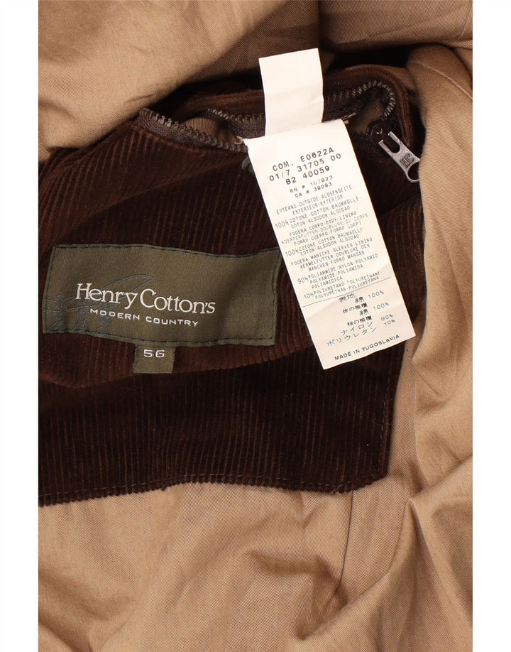 HENRY COTTONS Cappotto da uomo in velluto a coste IT 56 3XL Cotone marrone