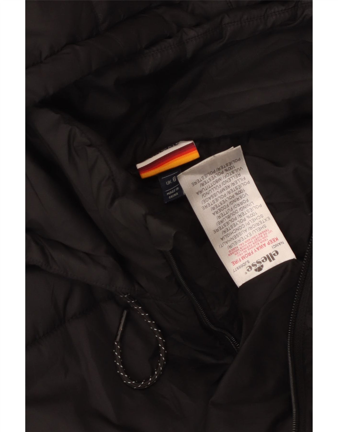 Giacca imbottita con cappuccio corta oversize da donna Ellesse UK 6 XS poliestere nero