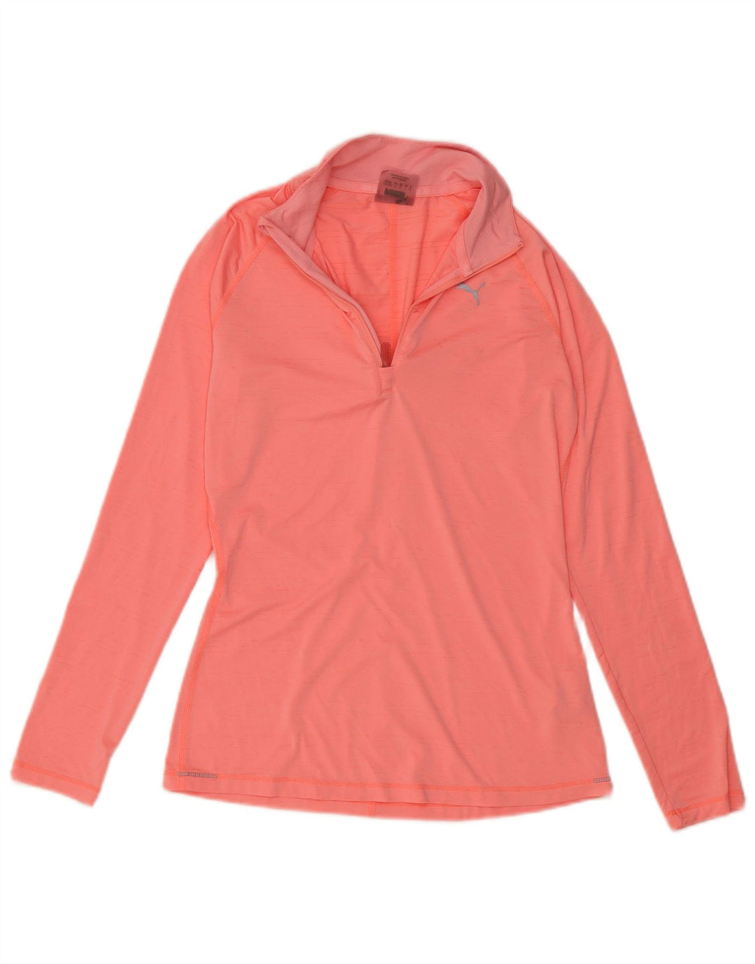 PUMA Top da donna con zip e collo a maniche lunghe UK 8 Small Rosa Poliestere