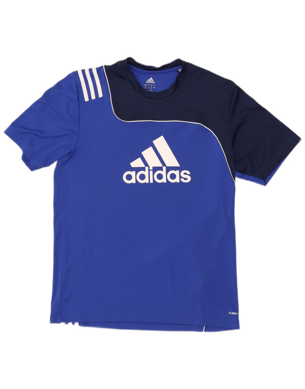T-shirt grafica Adidas Climalite da uomo UK 42/44 Large Blue Colourblock