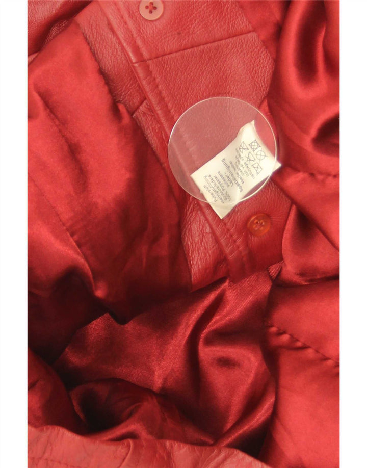 Giacca blazer vintage da donna in pelle a 4 bottoni IT 44 in pelle rossa media