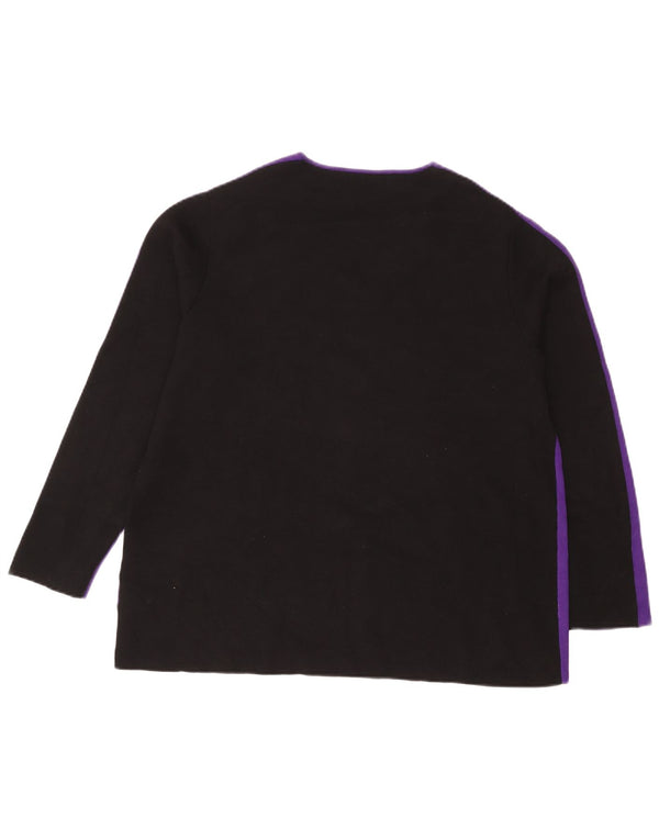 Maglione da donna con scollo a V Perte by Krizia UK 18 XL Viola color block