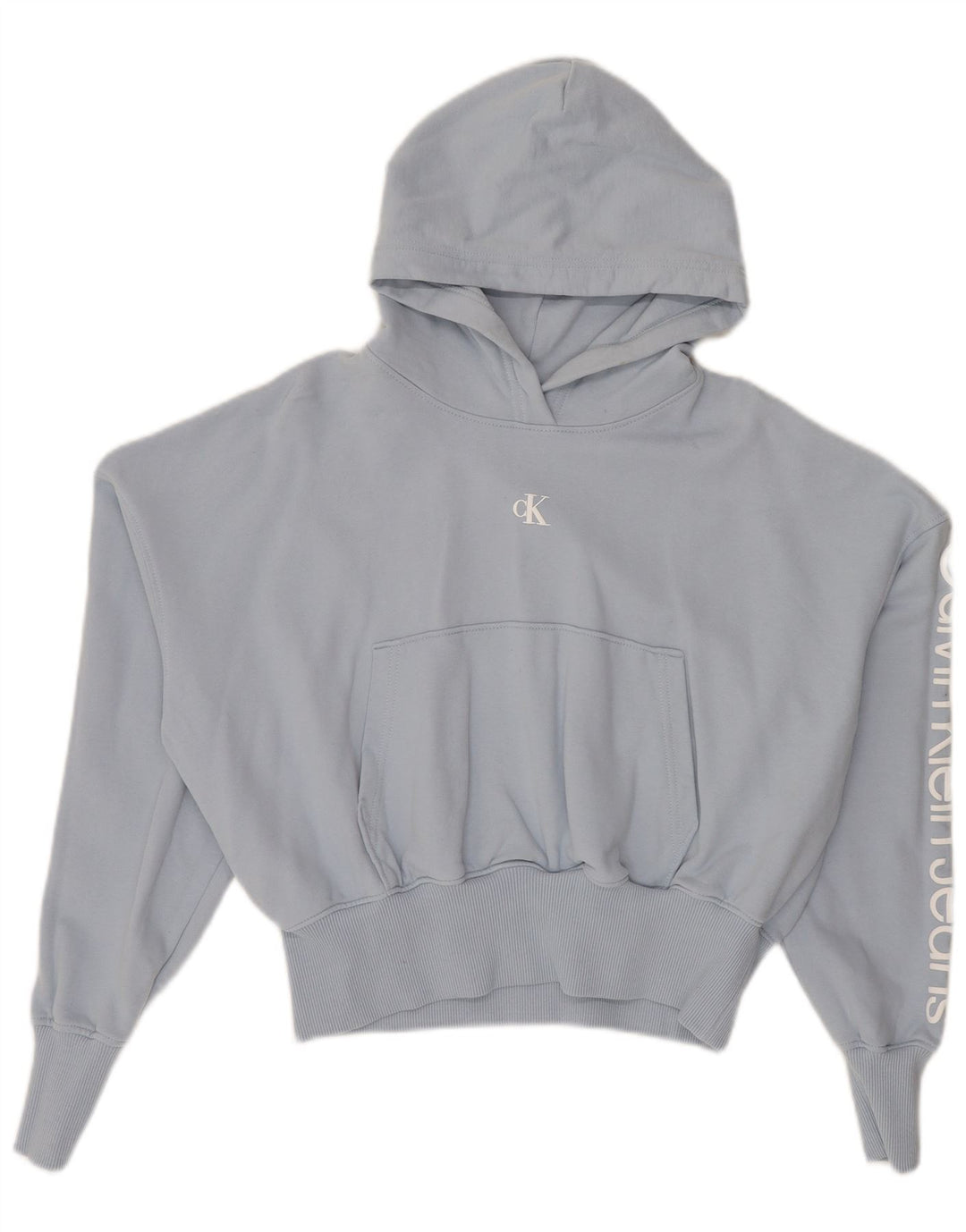 CALVIN KLEIN Womens Oversized Graphic Hoodie Jumper UK 14 Medium Blue