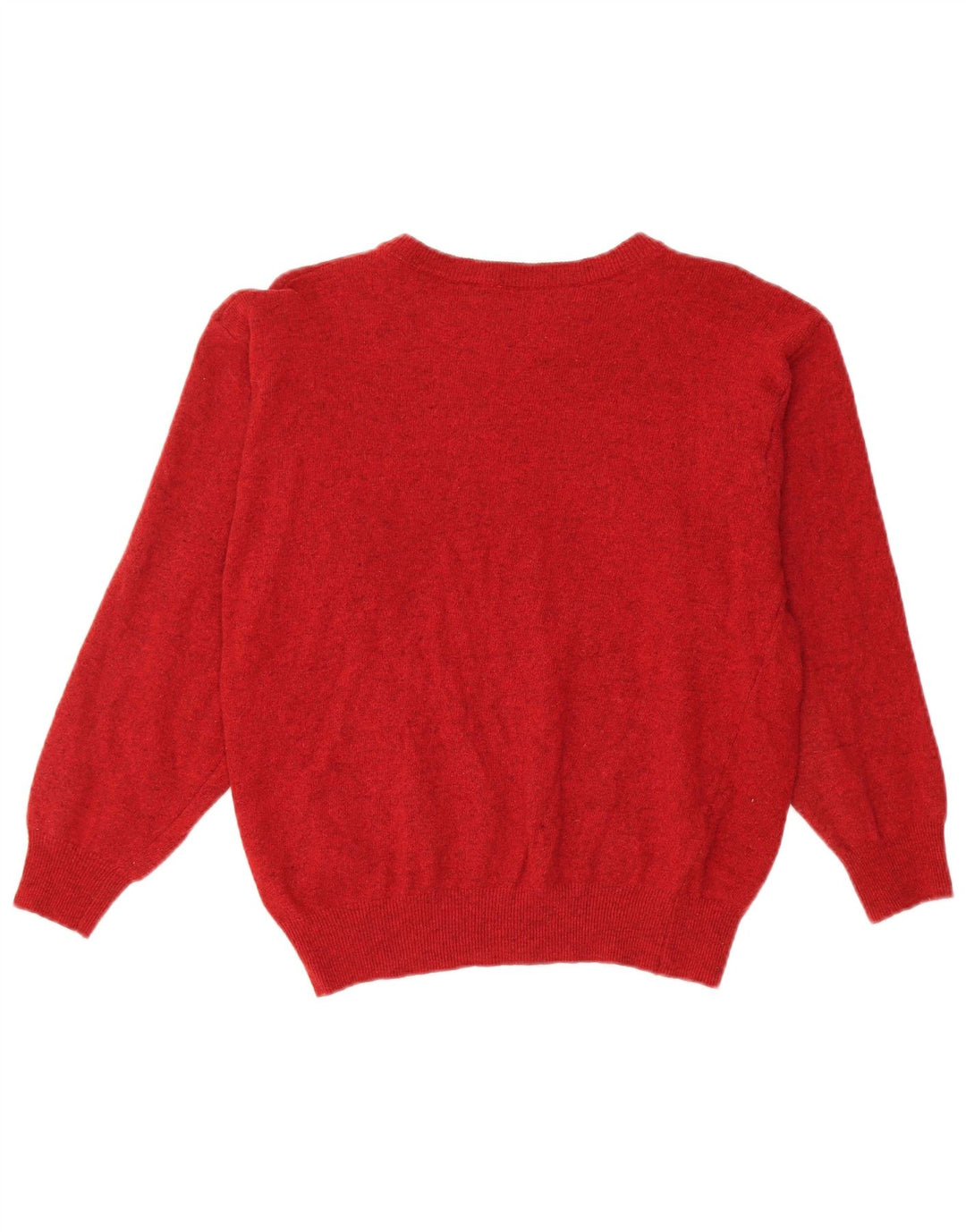BENETTON Maglione corto girocollo da donna UK 14 Lana rossa media