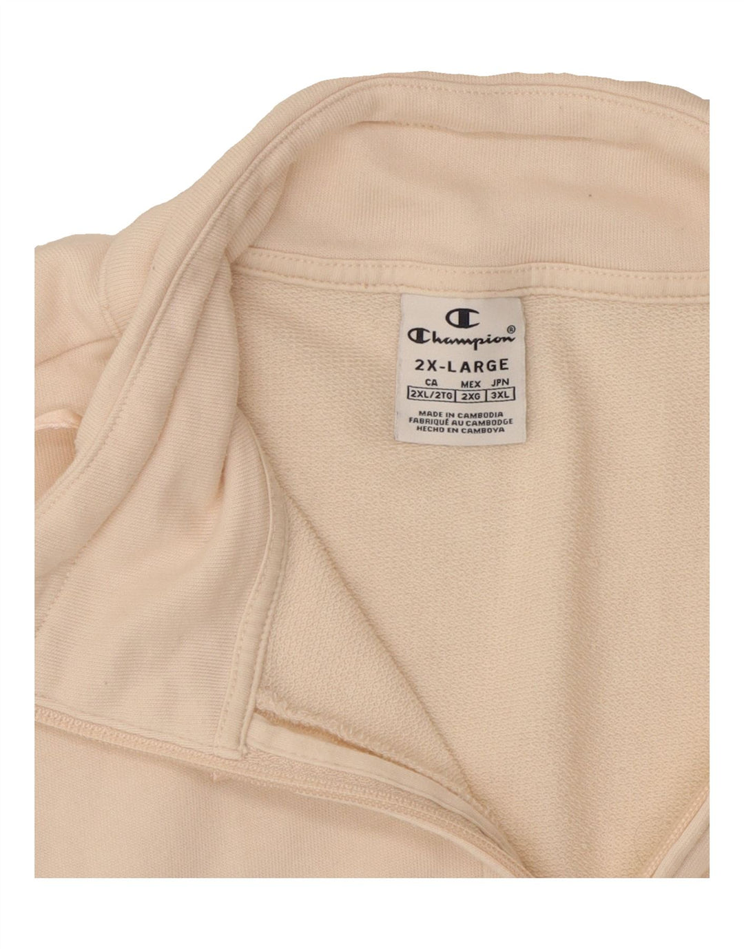 CHAMPION Womens Tracksuit Top Jacket UK 20 2XL Beige Cotton Vintage Champion and Second-Hand Champion from Messina Hembry 