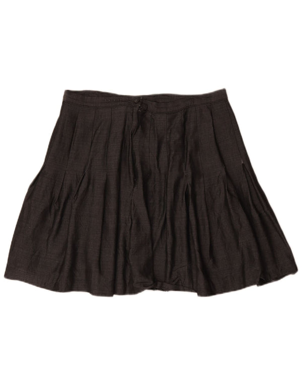 Gonna a trapezio plissettata da donna Marks & Spencer UK 18 XL W32 viscosa grigia