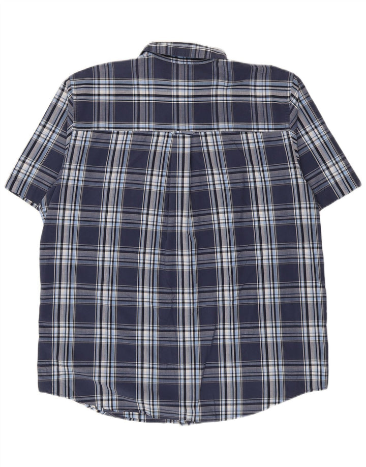 Chaps Camicia da uomo a maniche corte Easy Care, grande, in cotone a quadri blu navy