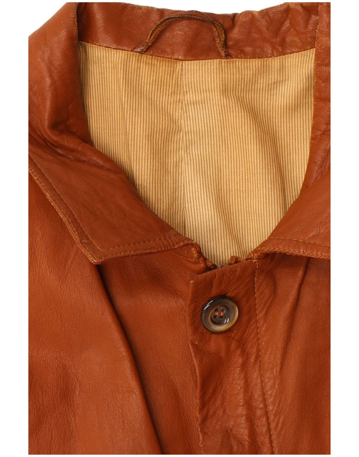 Giacca in pelle vintage da uomo UK 36 piccola in pelle marrone