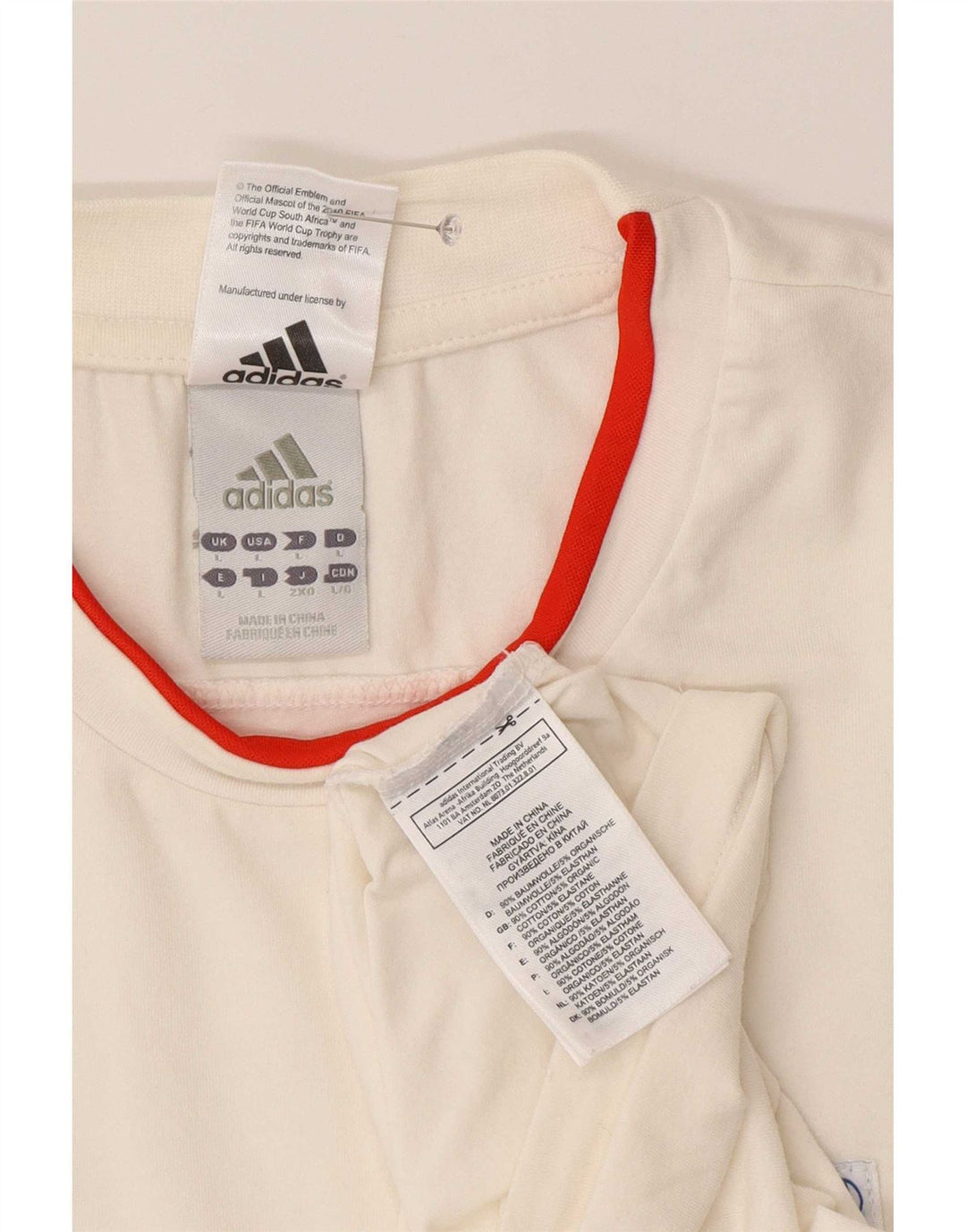 T-shirt Adidas da uomo a maniche corte, grande, in cotone bianco