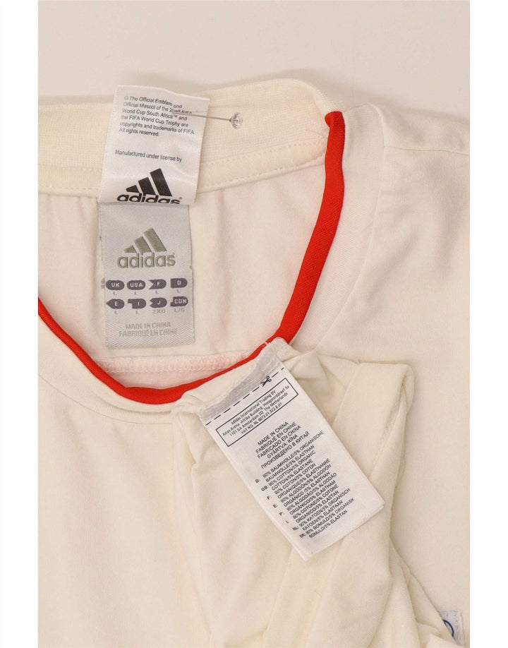 T-shirt Adidas da uomo a maniche corte, grande, in cotone bianco