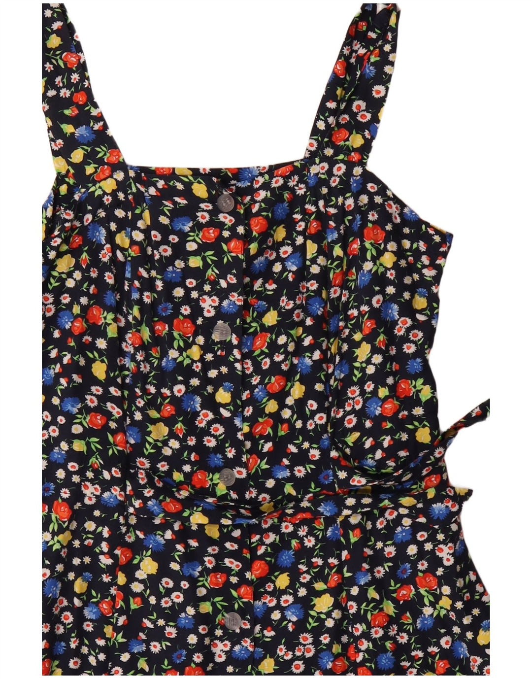 Prendisole vintage da donna UK 12 medio blu navy floreale
