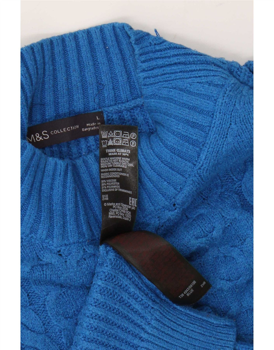 Maglione maglione a collo alto da donna Marks & Spencer UK 16 grande viscosa blu