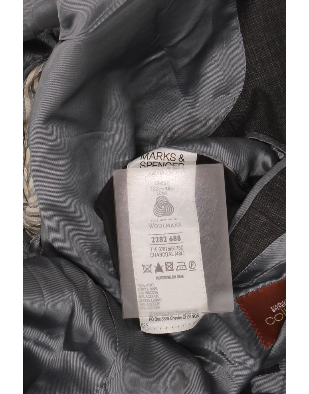 Giacca blazer lunga a 3 bottoni Marks & Spencer da uomo UK 48 2XL a quadri grigi