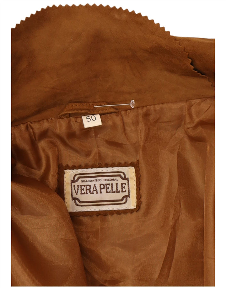 Soprabito vintage da donna oversize in pelle scamosciata IT 50 XL in pelle marrone