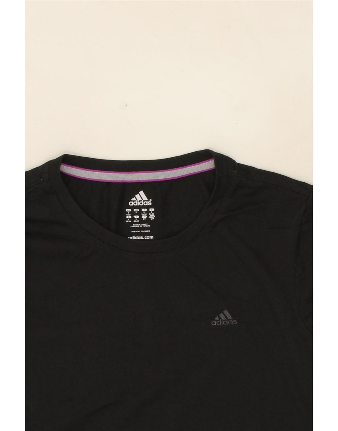 ADIDAS Womens T-Shirt Top UK 10 Small Black Vintage Adidas and Second-Hand Adidas from Messina Hembry 