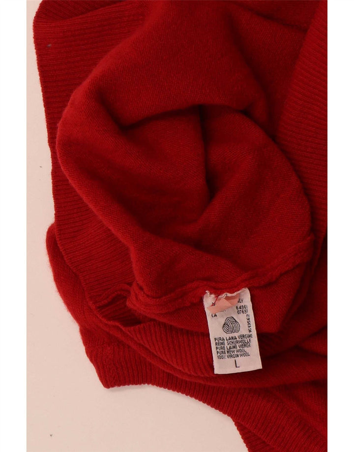 Maglione Cardigan Senza Maniche Da Uomo Benetton Grande In Lana Rossa