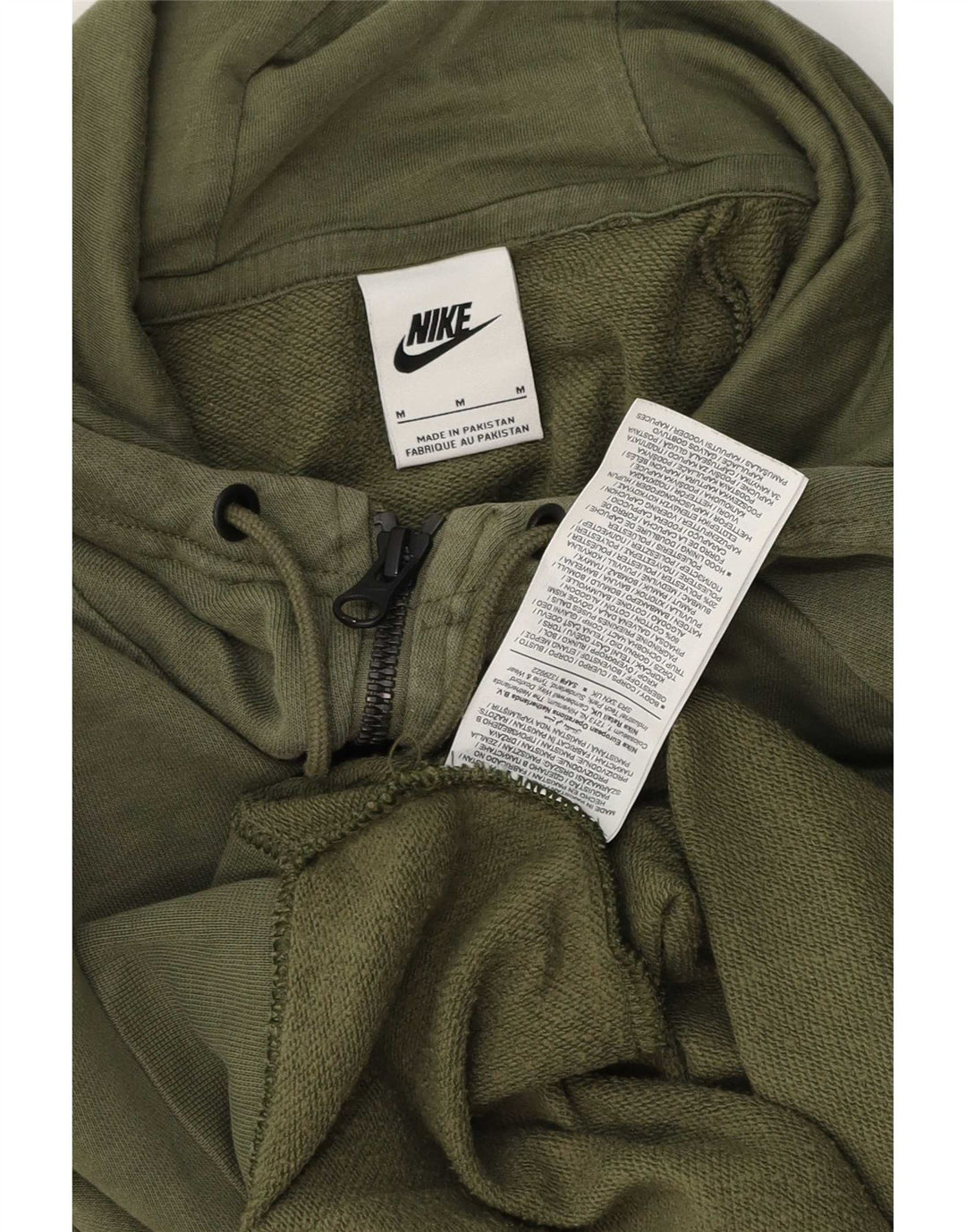Felpa con cappuccio e zip Nike da uomo in cotone verde medio
