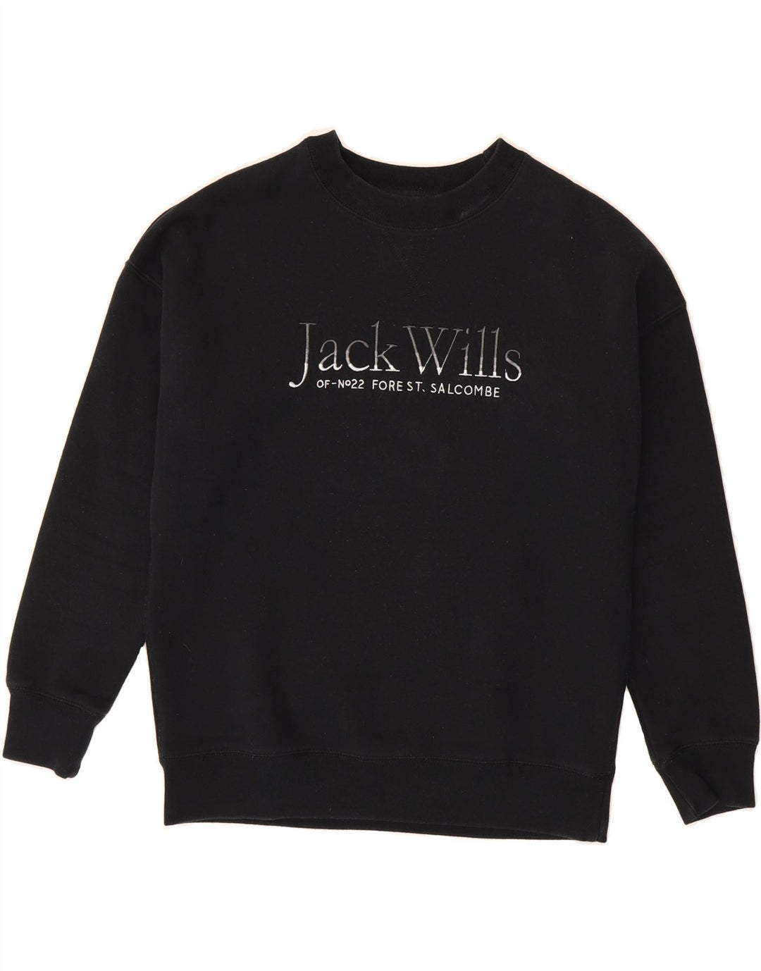 JACK WILLS Womens Oversized Graphic Sweatshirt Jumper UK 8 Small  Black Vintage Jack Wills and Second-Hand Jack Wills from Messina Hembry 