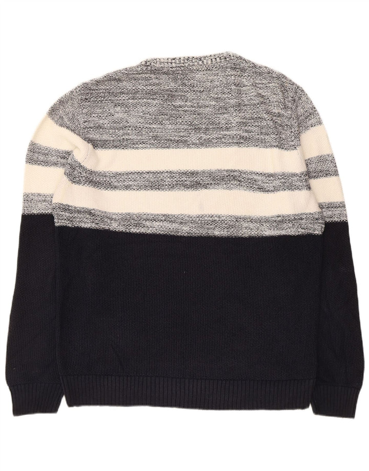 Maglione maglione girocollo da uomo Marks & Spencer color block medio blu navy
