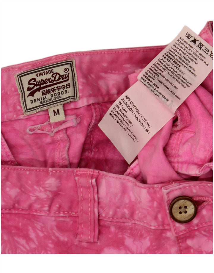 Pantaloni caldi da donna Superdry medi W34 rosa in cotone tie dye