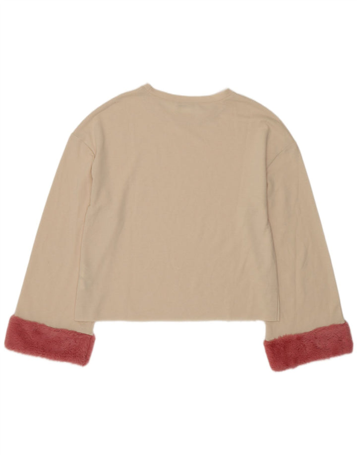 Top Zara da donna oversize a maniche lunghe UK 10 Small Beige Colourblock