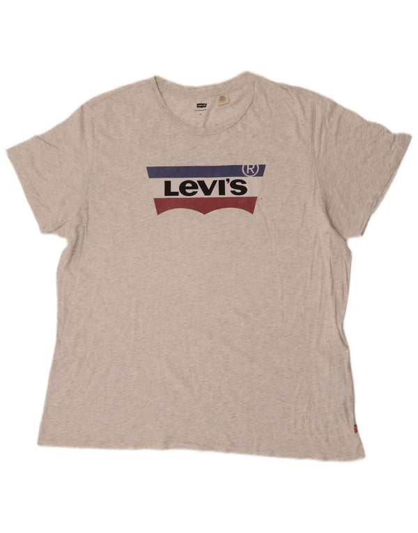 Levi's Mens Graphic T-Shirt Top 2XL Grey Flecked Cotton