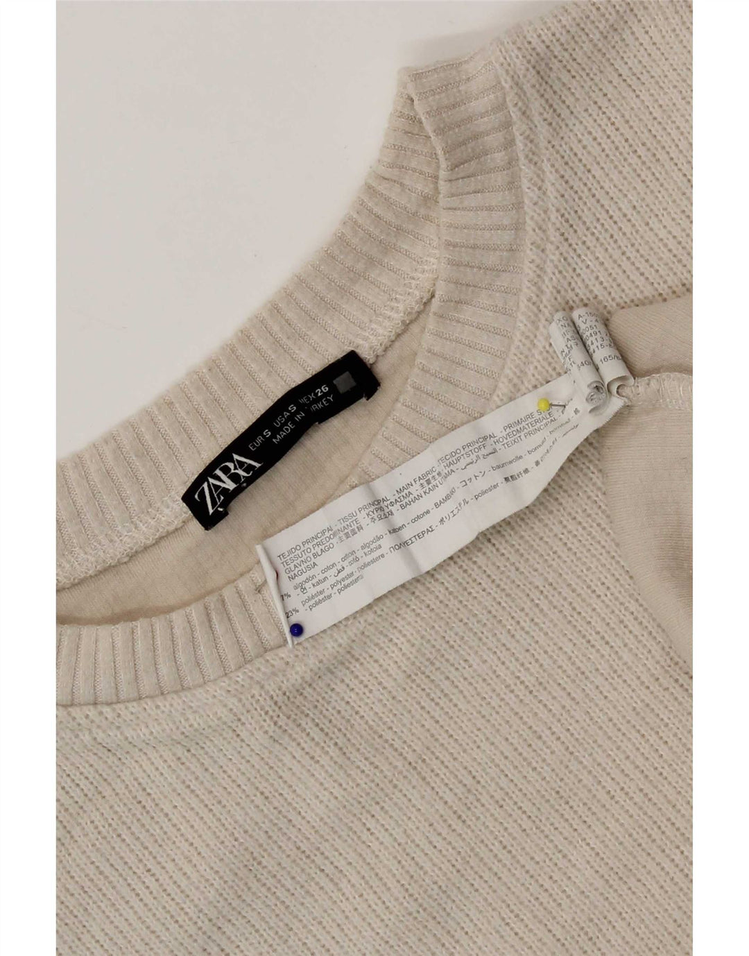 Top corto oversize da donna Zara a maniche lunghe UK 10 piccolo in cotone beige