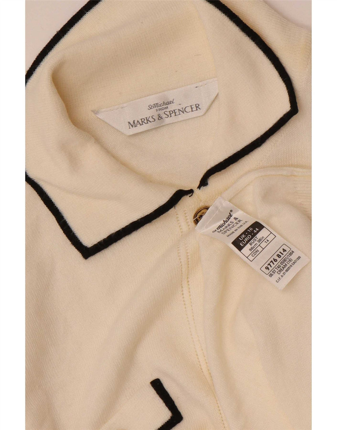 Maglione cardigan Marks & Spencer da donna St. Michael UK 16 grande bianco sporco