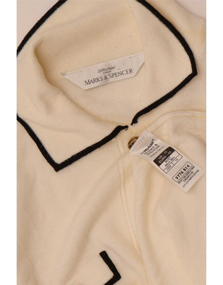 Maglione cardigan Marks & Spencer da donna St. Michael UK 16 grande bianco sporco