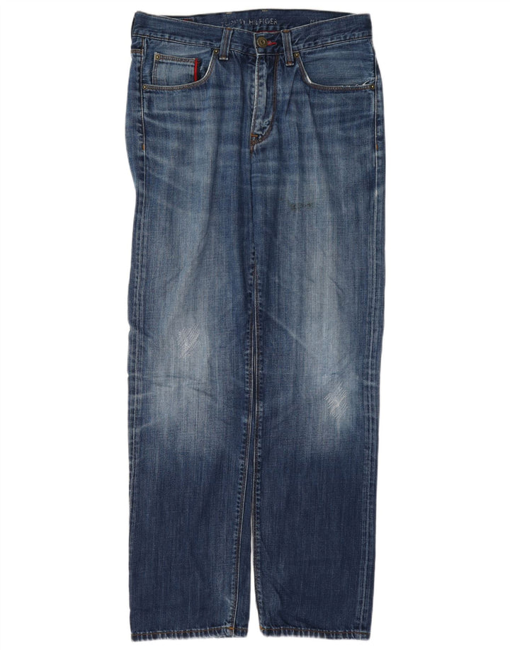 Jeans dritti invecchiati da uomo Tommy Hilfiger W32 L32 cotone blu