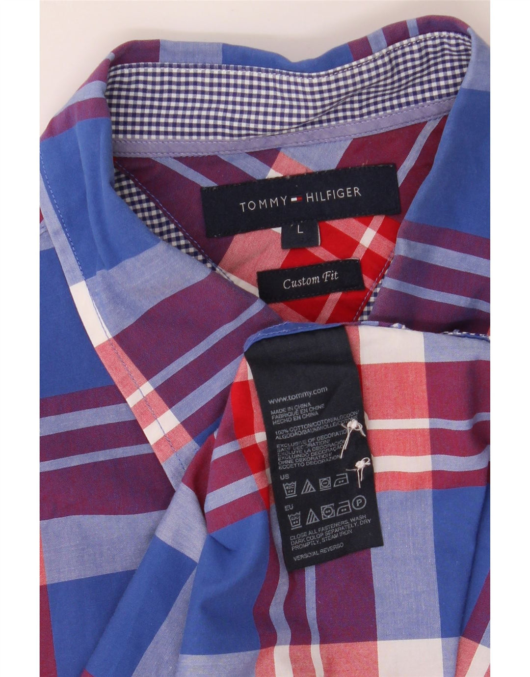 TOMMY HILFIGER Mens Custom Fit Shirt Large Multicoloured Check Vintage Tommy Hilfiger and Second-Hand Tommy Hilfiger from Messina Hembry 