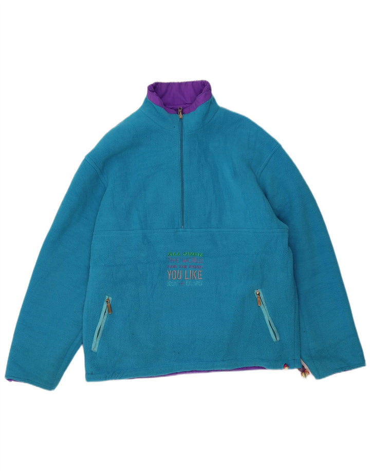 Maglione in pile reversibile con grafica da uomo Great Escapes, poliestere blu medio