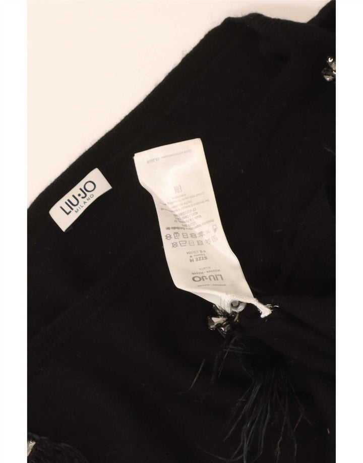 Maglione maglione oversize con scollo a barca corto da donna Liu Jo UK 14 medio nero