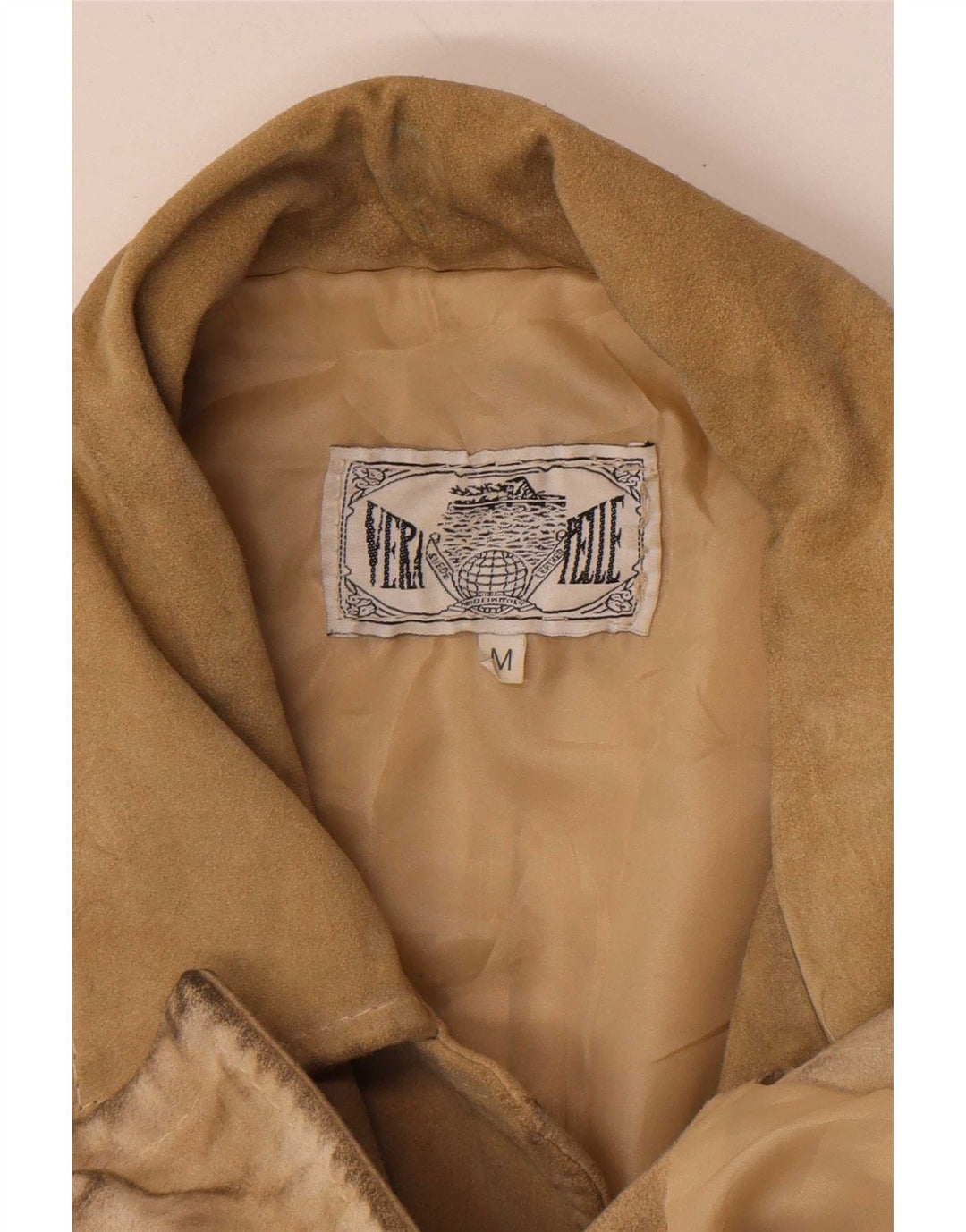 Giacca vintage in pelle scamosciata da uomo UK 38 in pelle beige media