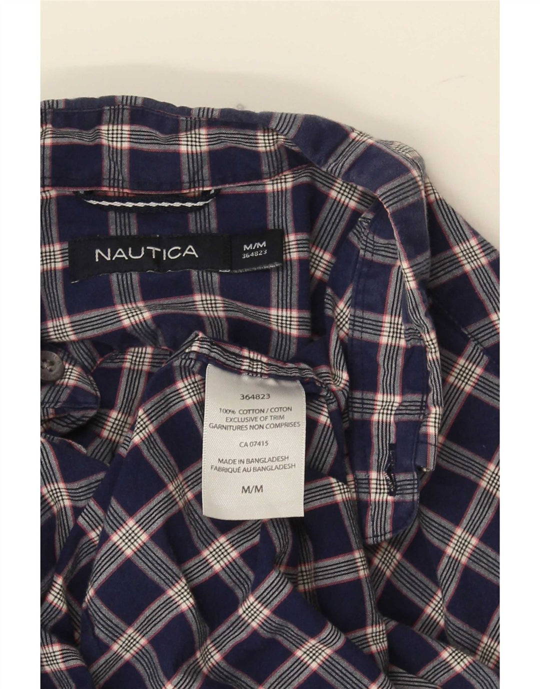 Camicia da uomo Nautica a maniche corte vestibilità regolare in cotone a quadri blu navy medio