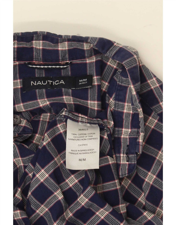 Camicia da uomo Nautica a maniche corte vestibilità regolare in cotone a quadri blu navy medio