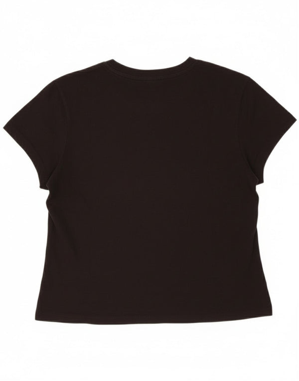 T-shirt grafica da donna Tommy Hilfiger Top UK 18 XL cotone nero