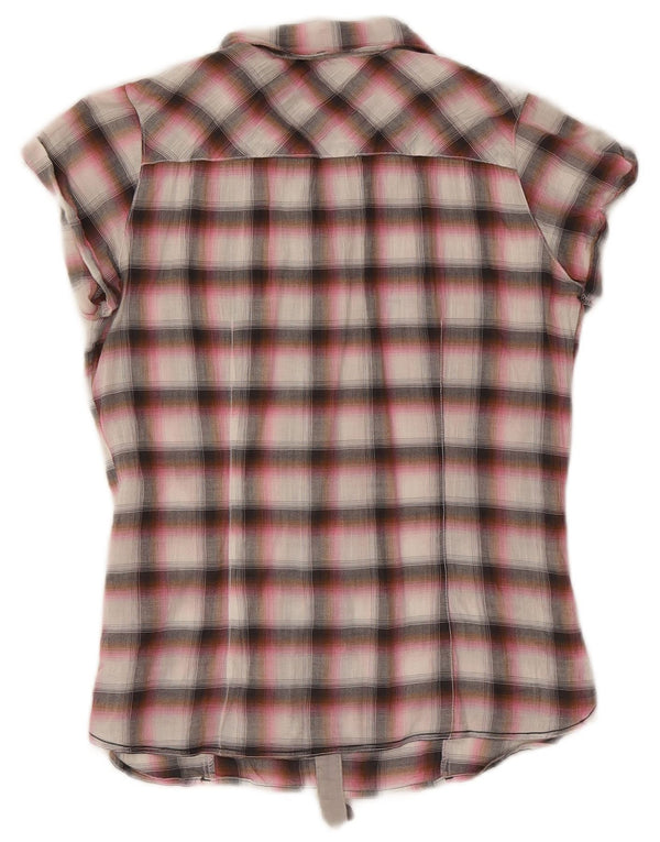 Guess Camicia a maniche corte da donna Camicetta UK 6 XS Rosa a quadri