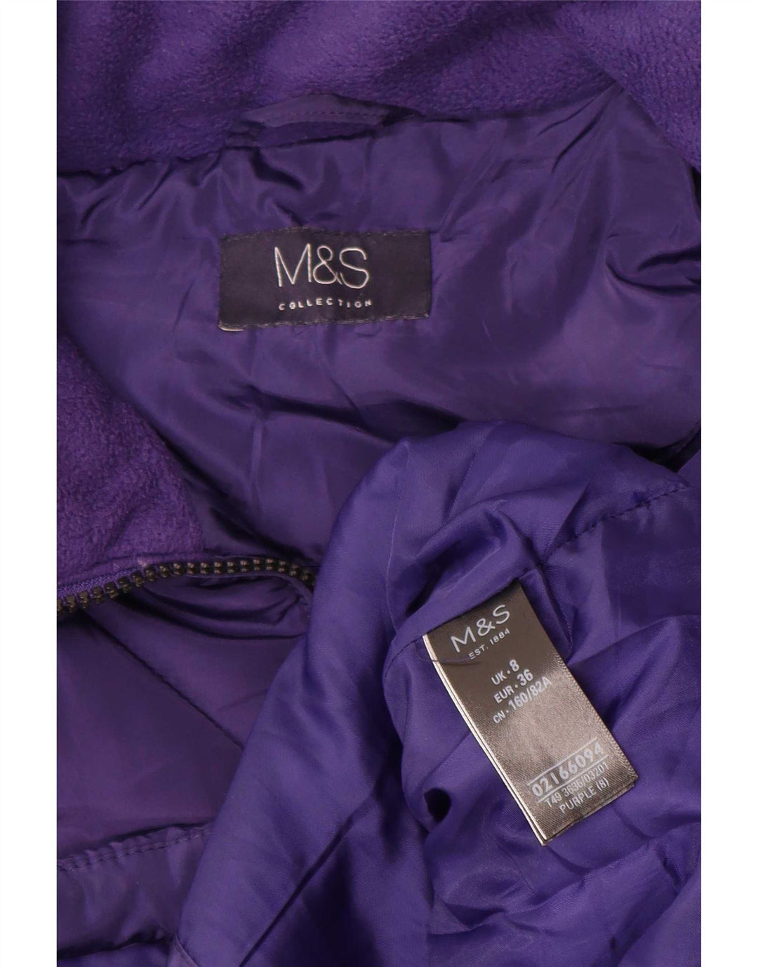 Cappotto imbottito da donna Marks & Spencer UK 8 piccolo poliestere viola