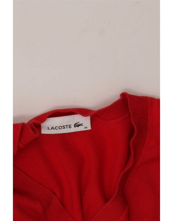 Maglione maglione con scollo a V da donna Lacoste taglia 36 piccolo rosso
