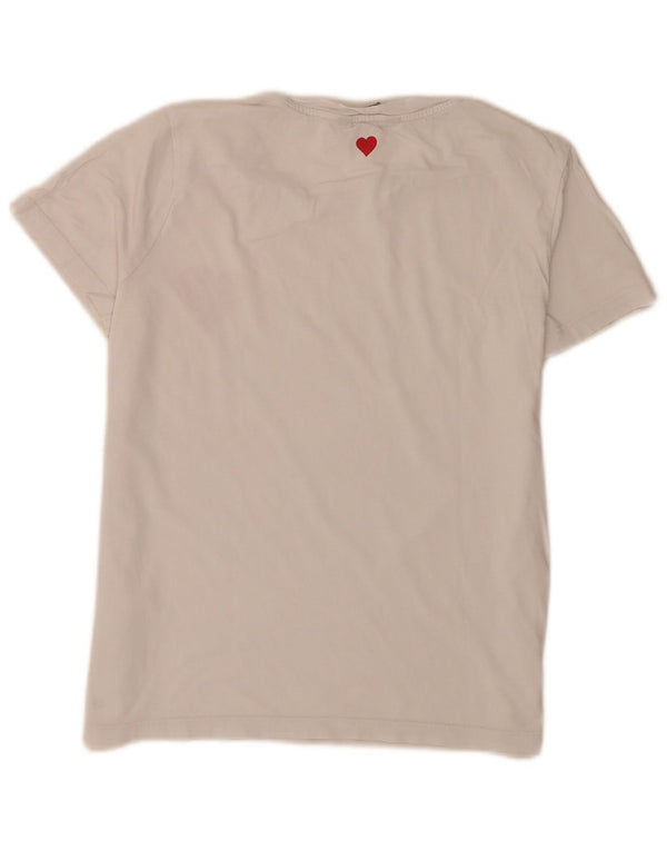 T-shirt grafica da donna Tommy Hilfiger Top UK 8 Small cotone bianco