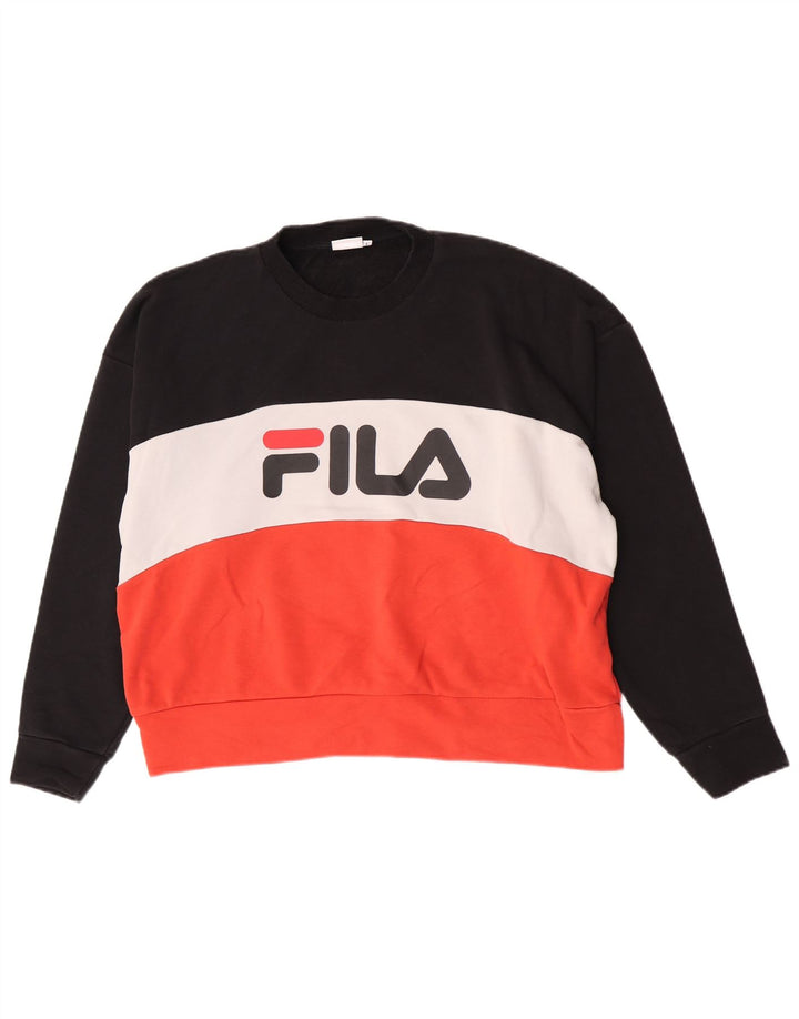 Felpa grafica da donna Fila, maglione UK 16, grande, multicolore, color block