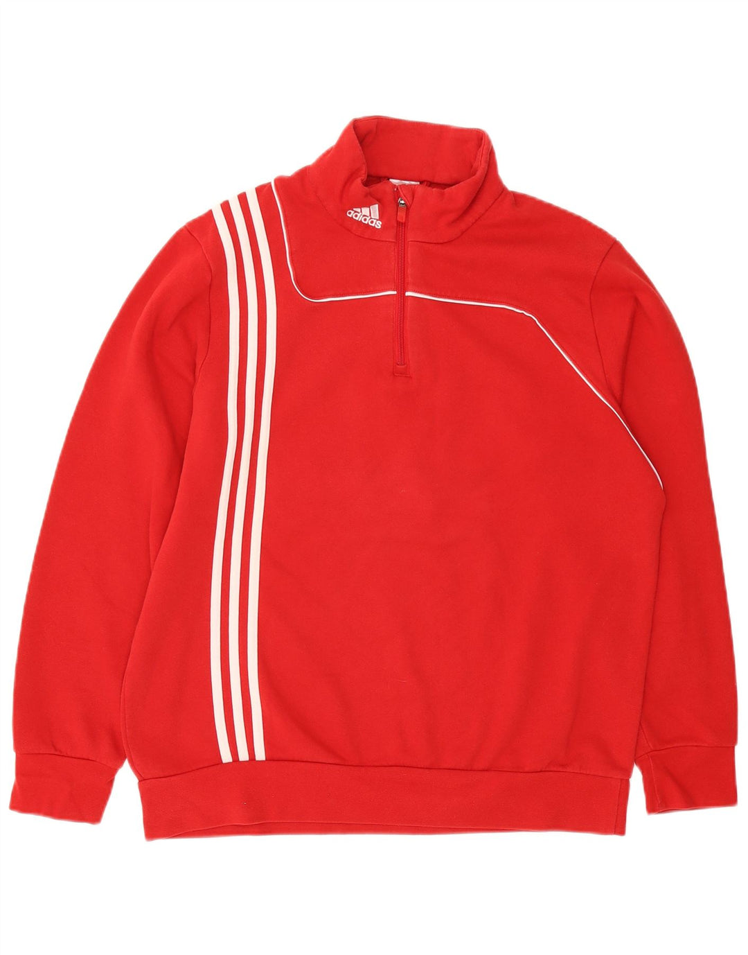 Felpa Adidas da uomo con zip e collo, grande, in cotone rosso