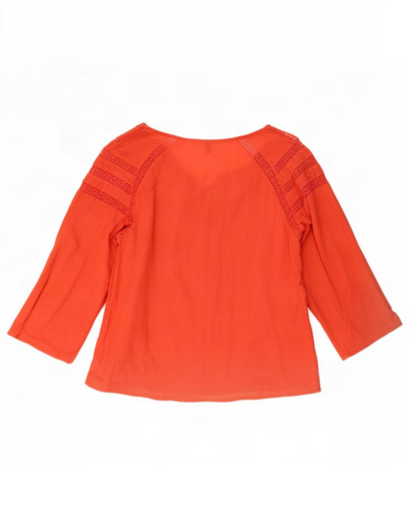 Camicetta da donna con maniche a 3/4 Benetton Top UK 10 Small Arancione geometrico