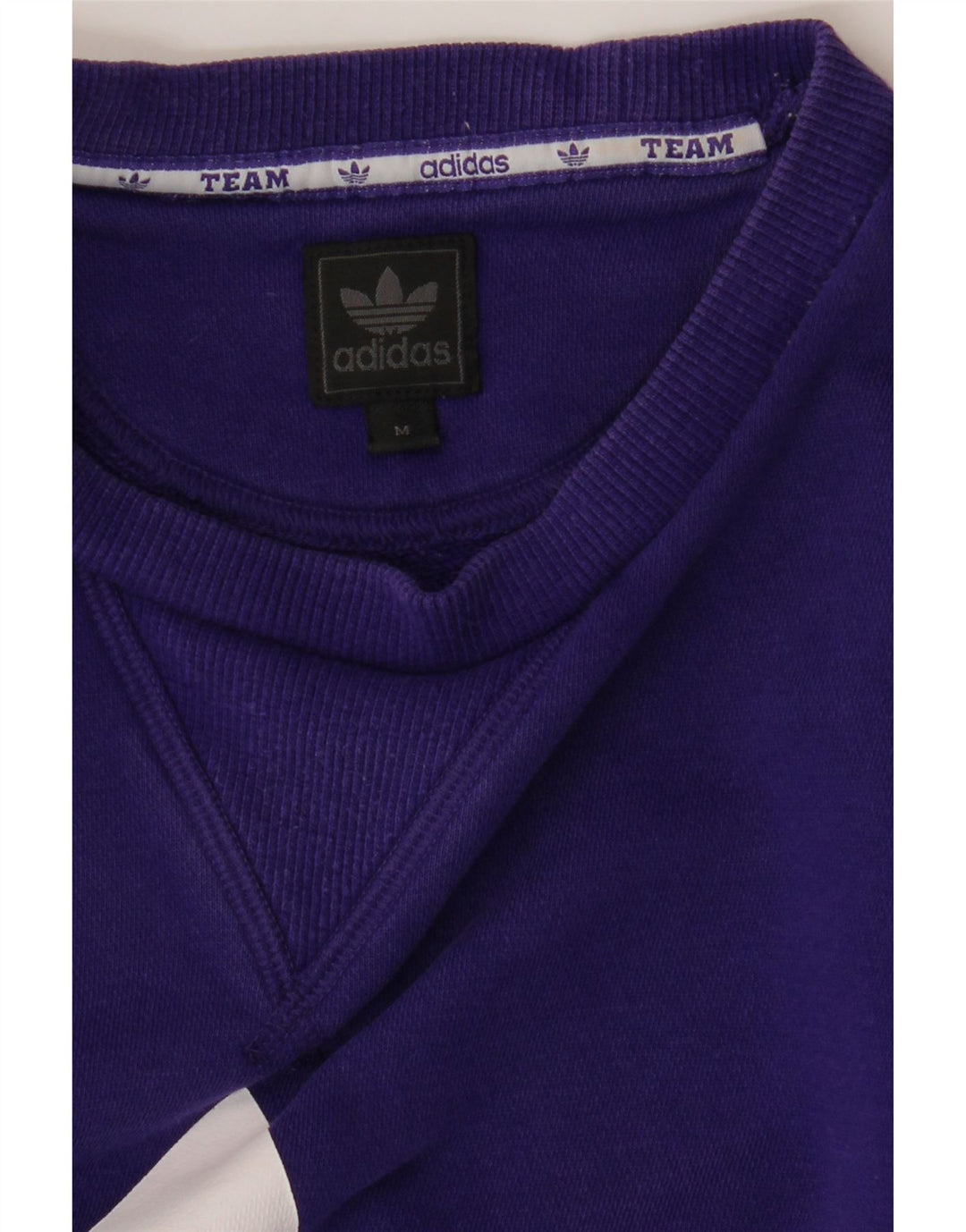 ADIDAS Womens Crop Graphic Sweatshirt Jumper UK 14 Medium Purple Vintage Adidas and Second-Hand Adidas from Messina Hembry 