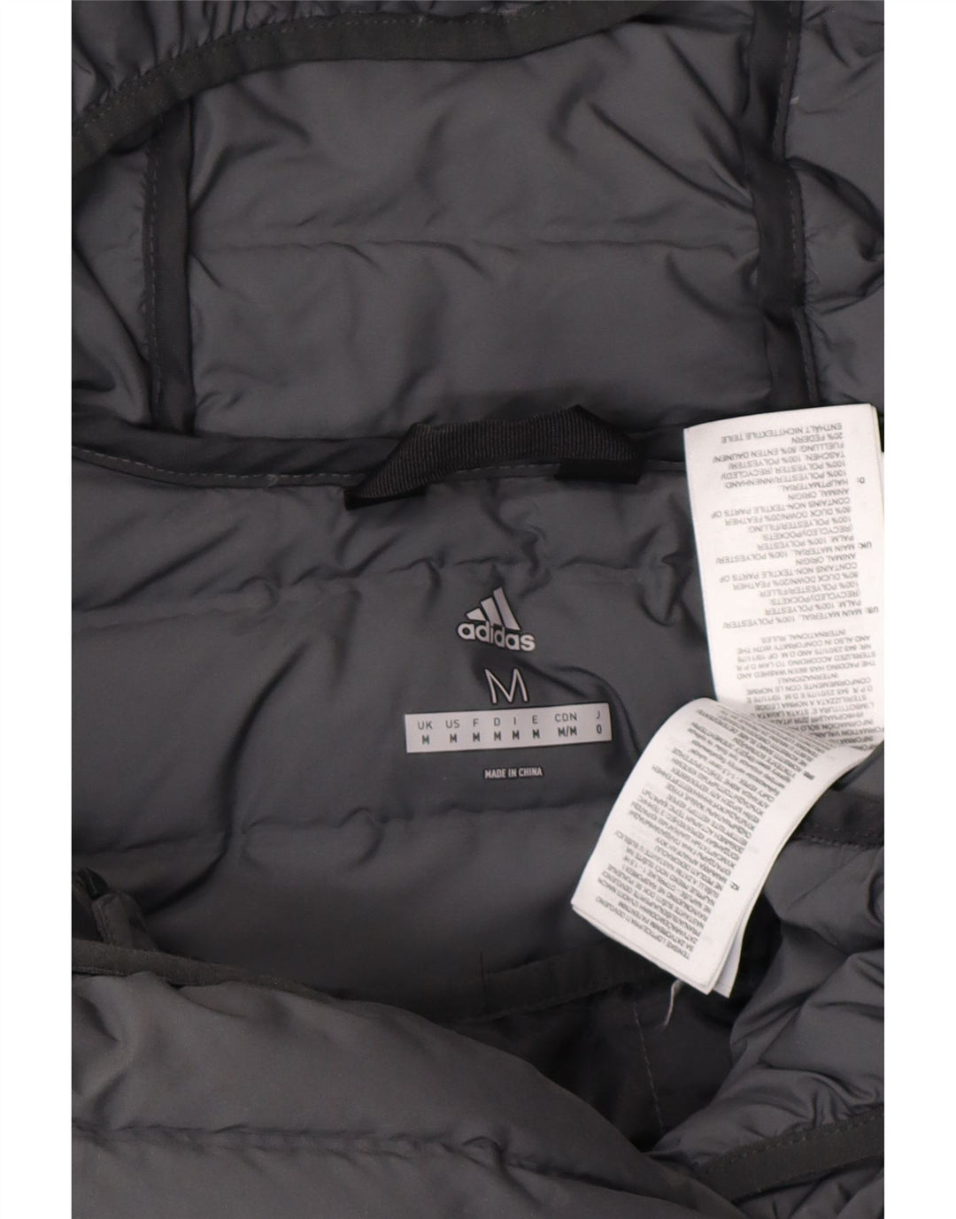Giacca imbottita con cappuccio da uomo ADIDAS UK 38 Poliestere grigio medio