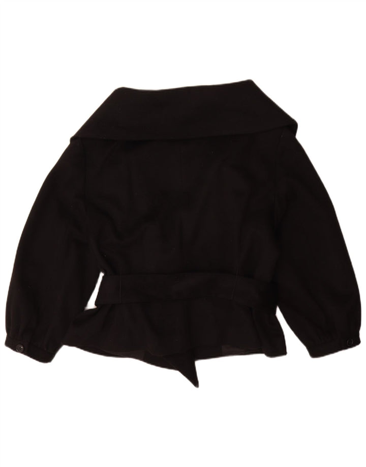 Giacca doppiopetto Zara da donna con maniche a 3/4 UK 16 grande in lana nera