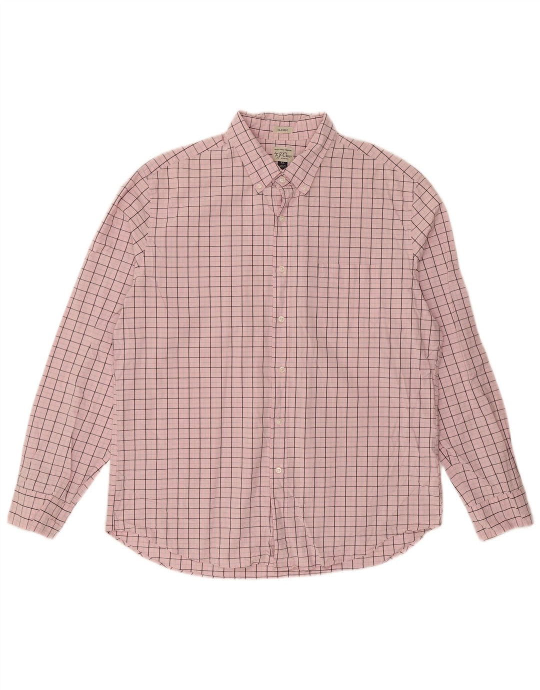 Camicia da uomo J. Crew vestibilità classica XL in cotone a quadri rosa