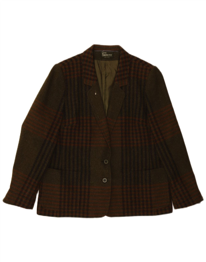 Giacca blazer a 2 bottoni da donna Resi Hammerer IT 44 lana a quadri kaki media